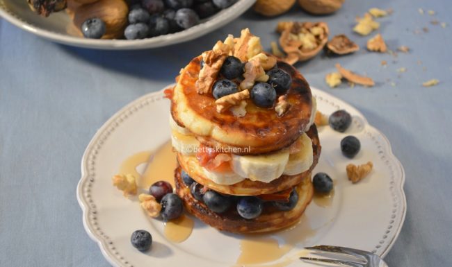 recept voor bacon banana blueberry pancakes © bettyskitchen.nl