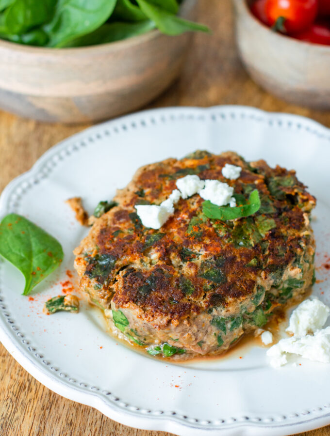 recept hamburger met feta en spinazie