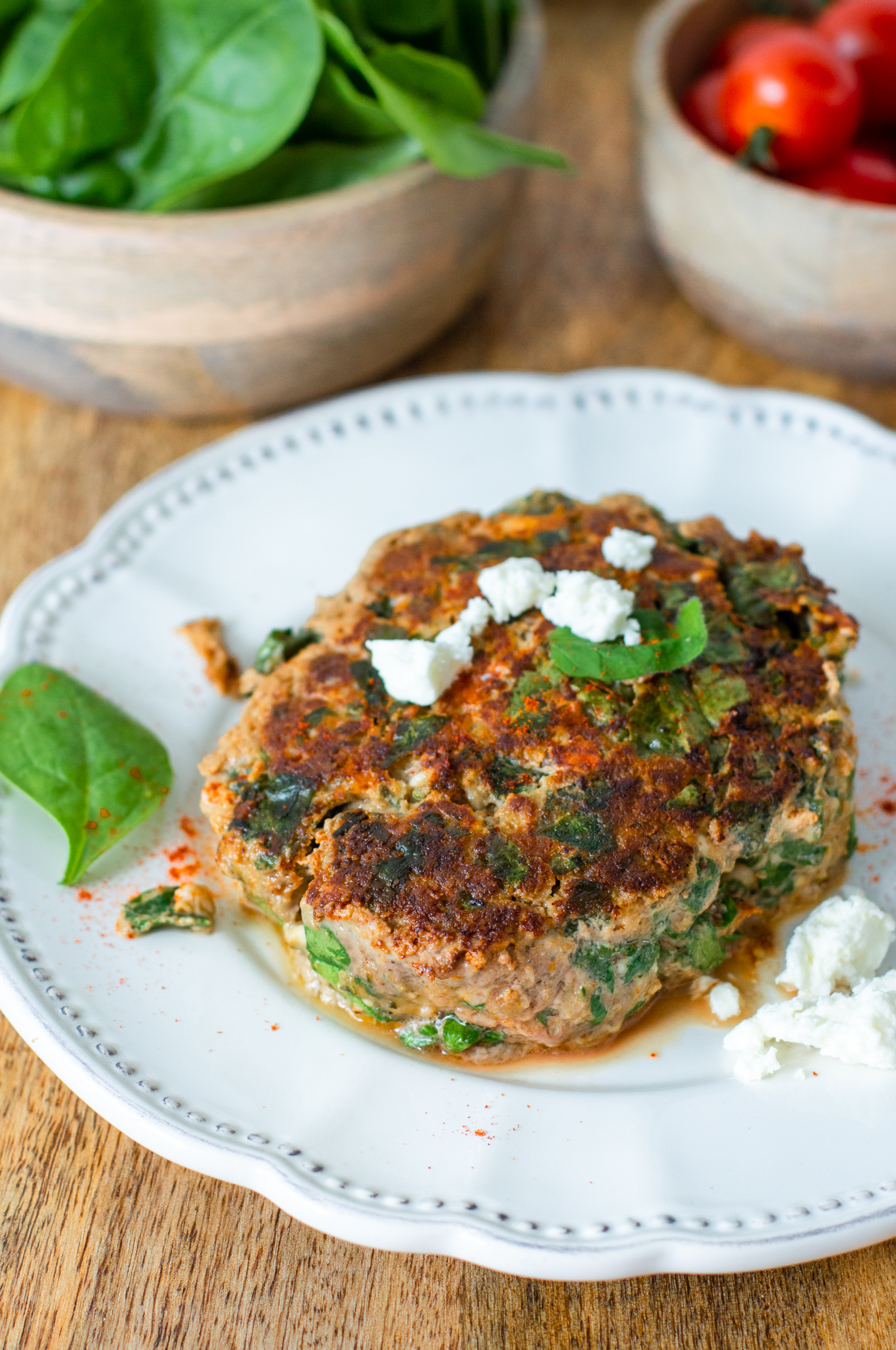 Hamburger met feta en spinazie Recept Betty's Kitchen