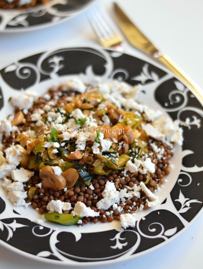 vegetarische linzensalade met prei en feta kaas © bettyskitchen.nl