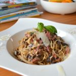 spaghetti carbonara pasta met spek en ei