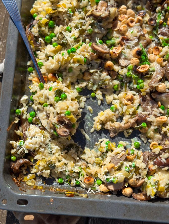 recept paddenstoelenrisotto uit de oven traybake