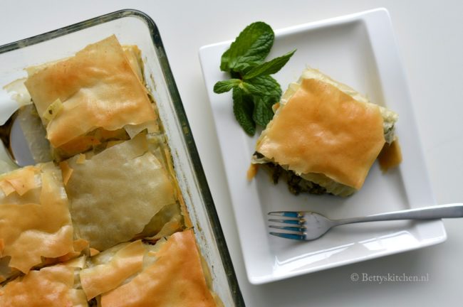 recept spanakopita Griekse spinazie taart in filodeeg betty's kitchen
