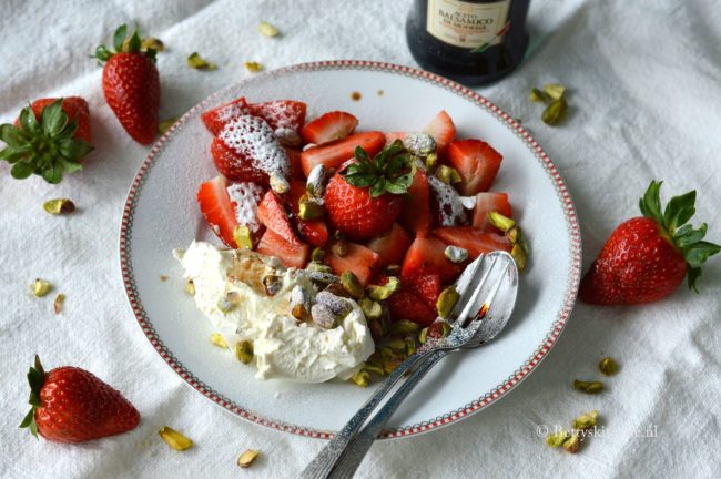 Aardbeien met balsamico en mascarpone italiaans toetje dessert bettys kitchen recept