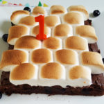 Bosbessen brownies met marshmallow topping