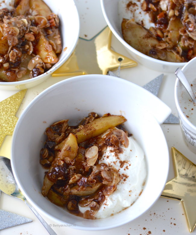 recept geroosterde peren met noten granola ontbijt © bettys kitchen