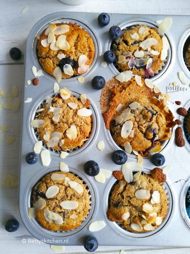gezonde ontbijtmuffins met blauwe bessen en zonder banaan