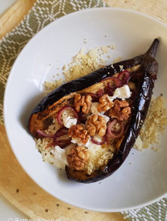 Gepofte aubergine met geitenkaas