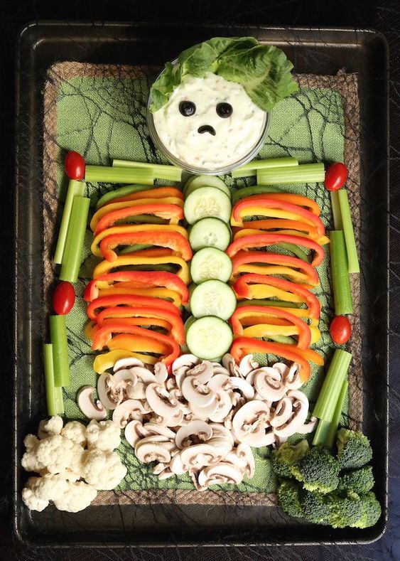 gezonde halloween snacks - veggie tray