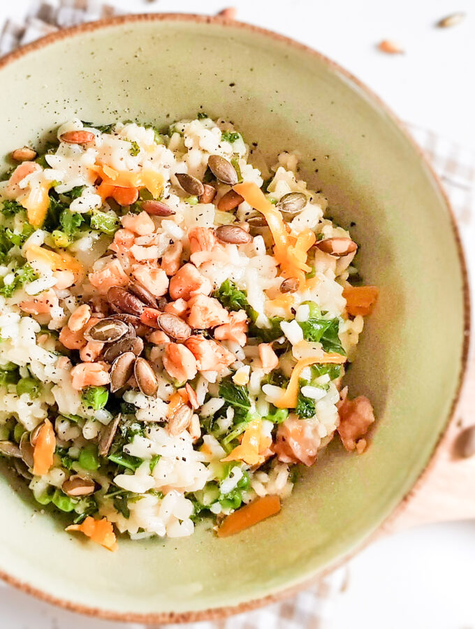 recept voor vegetarische boerenkool risotto met erwtjes