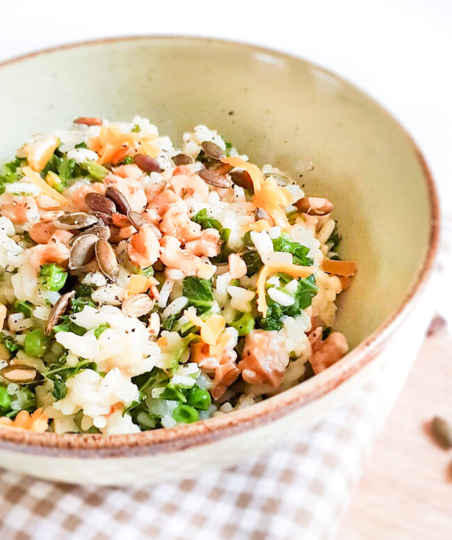 recept voor vegetarische boerenkool risotto met erwtjes