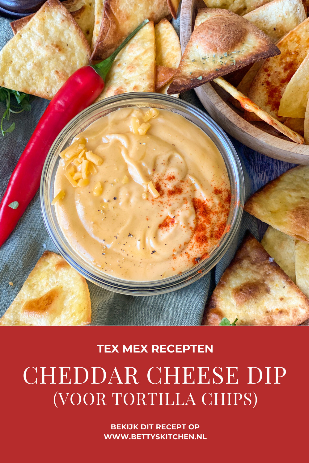 Cheddar Cheese Dip voor je tortilla chips Recept Betty's Kitchen