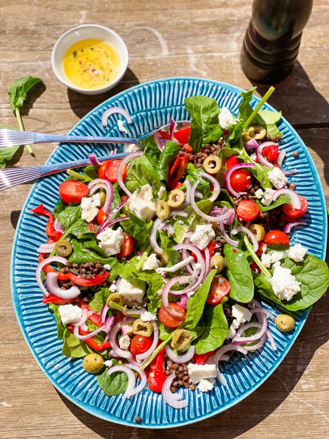 recept griekse salade met linzen