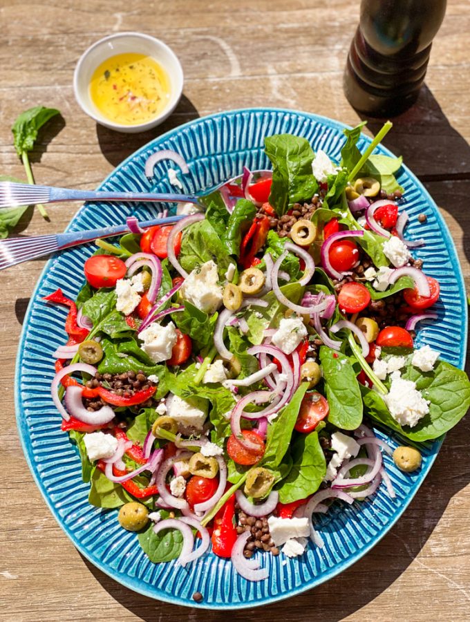 recept griekse salade met linzen
