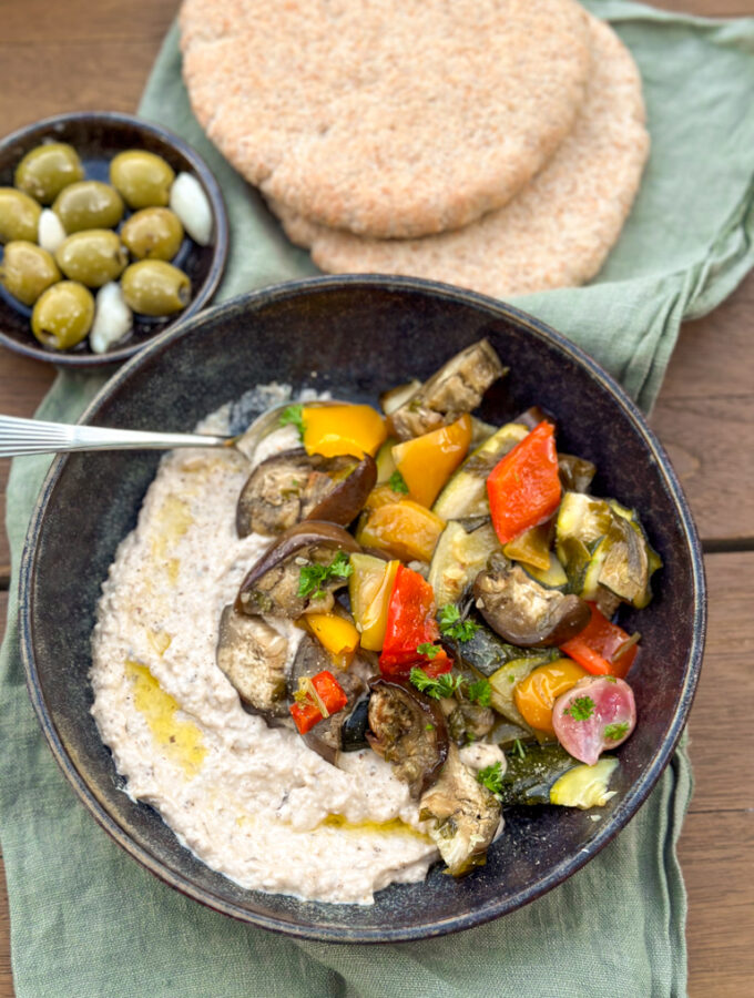 recept voor baba ganoush aubergine dip mediterrane keukens