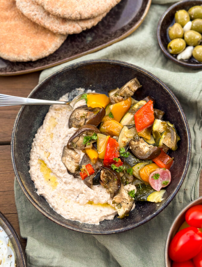 recept voor baba ganoush aubergine dip mediterrane keukens
