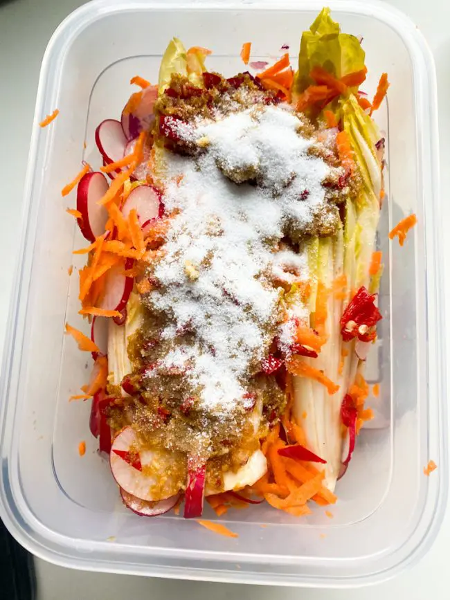 recept polderkimchi met witlof maken - gefermenteerde groenten met goede bacterien voor de buik en weerstand