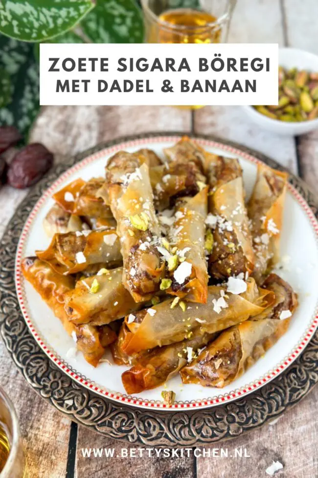 recept zoete Zoete Sıgara böreği met dadel banaan en pistachenoten © bettyskitchen.nl