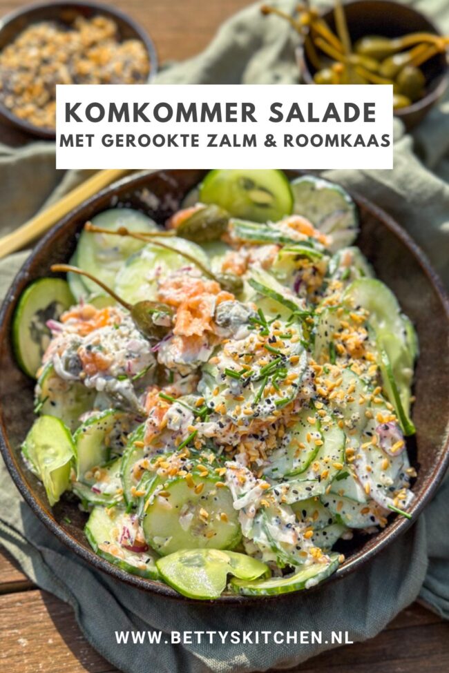 recept viral komkommer salade met gerookte zalm en roomkaas © bettyskitchen.nl