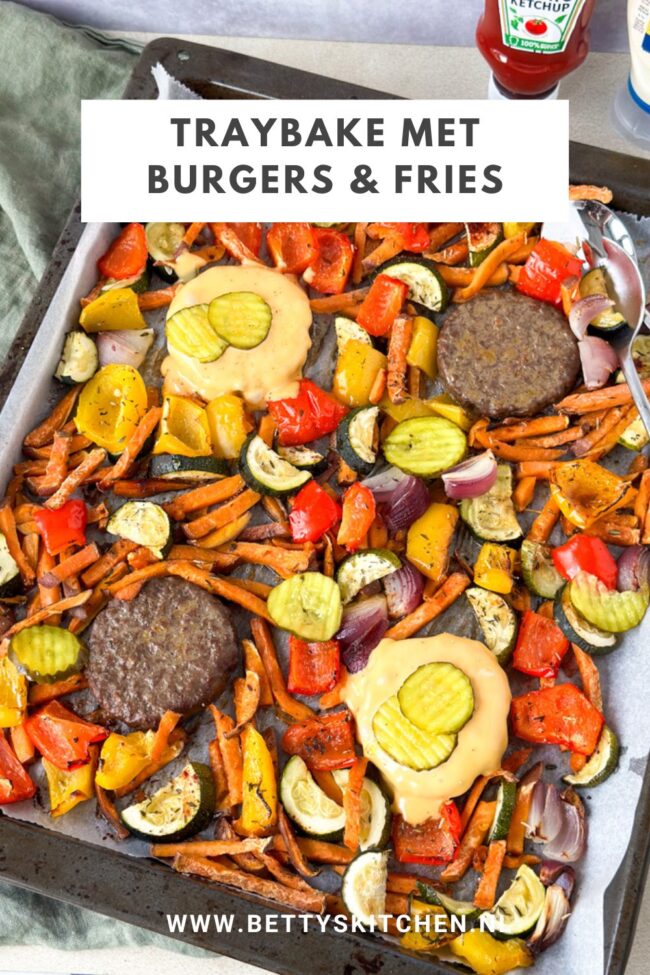 recept Traybake met burgers en zoete aardappel © bettyskitchen.nl