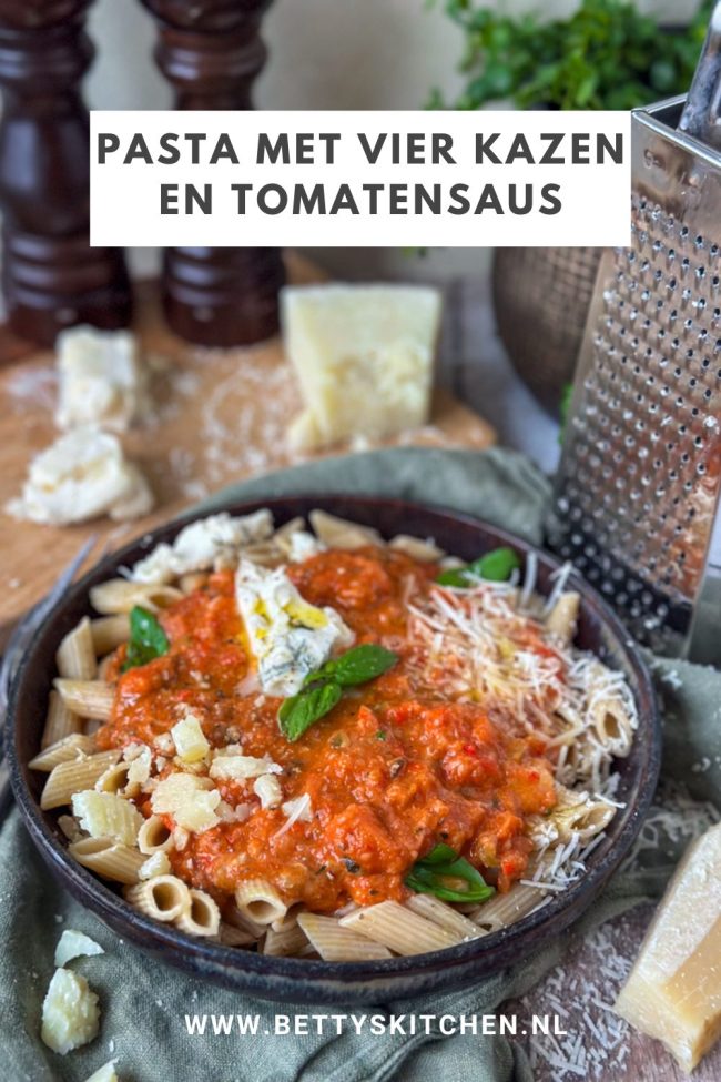 recept pasta met vier kazen en tomatensaus © bettyskitchen.nl