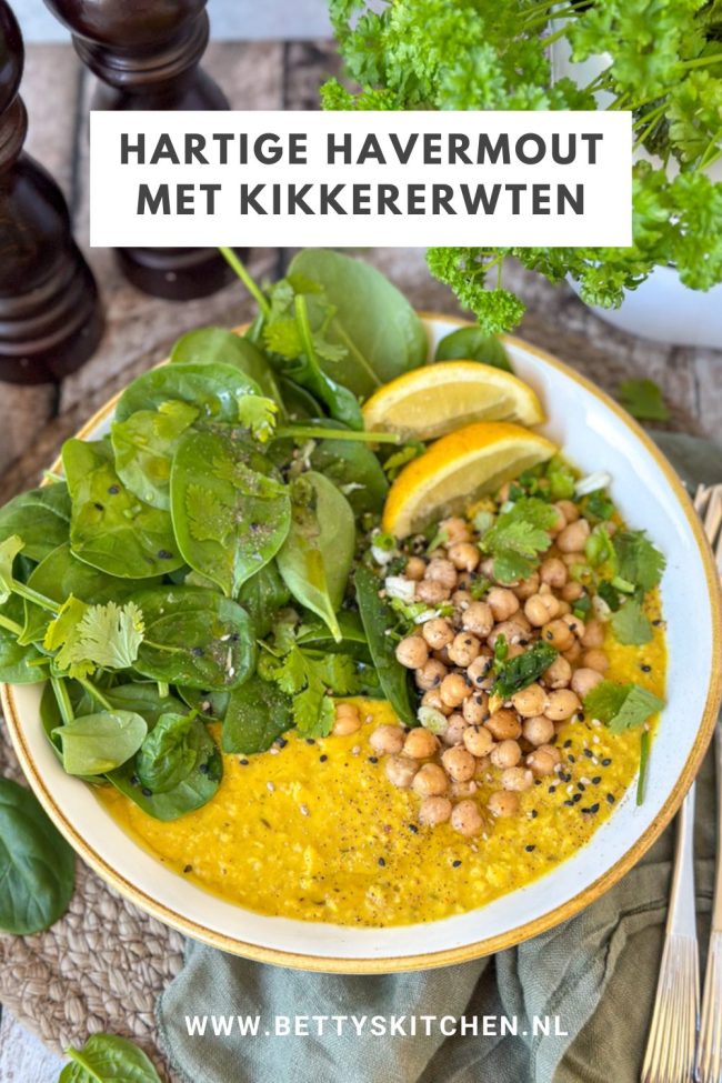 recept hartige havermoutpap met kikkererwten en spinazie © bettyskitchen.nl