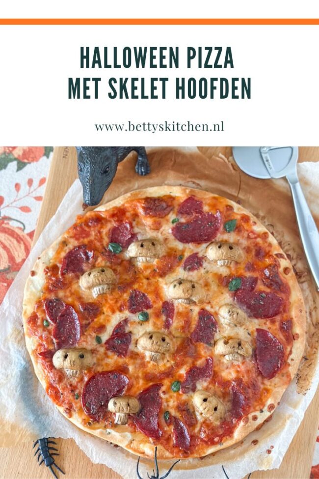 recept halloween pizza met skelet hoofden © bettyskitchen.nl