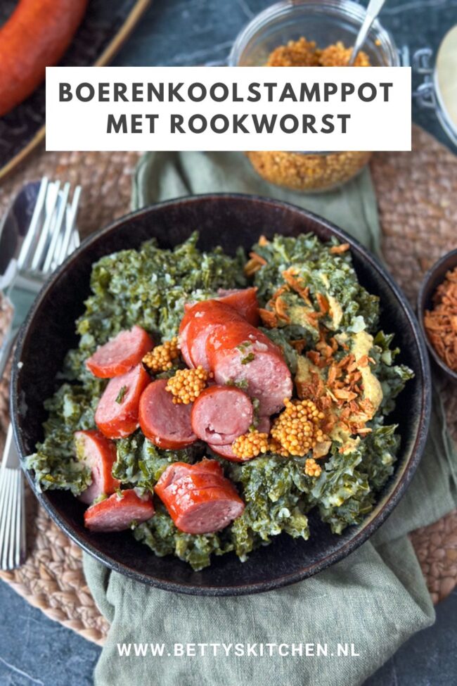Recept boerenkool stamppot met rookworst © bettyskitchen.nl